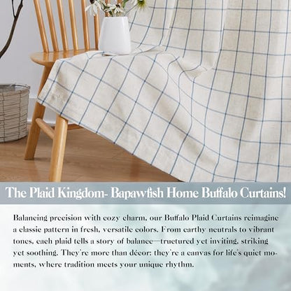 72 Inch Buffalo Plaid Semi Sheer Curtain Panels for Bedroom - color: Plaid Beige/Dusty Blue, size: 40"W x 72"L (Pack of 2)