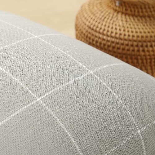 Pure Linen Plaid Throw Pillow Covers 18x18, Set of 2, Silver Gray - color: Silver Gray, size: 18x18inch