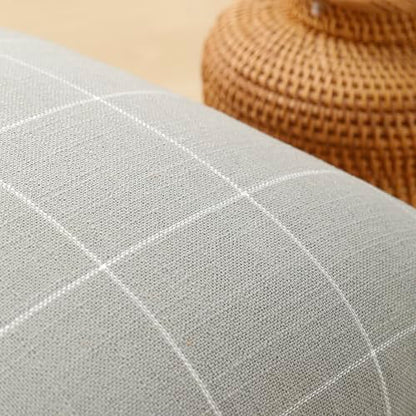 Pure Linen Plaid Throw Pillow Covers 18x18, Set of 2, Silver Gray - color: Silver Gray, size: 18x18inch