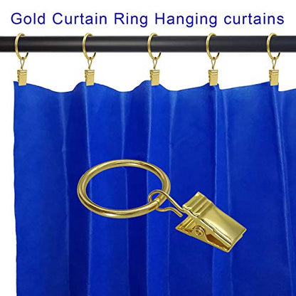 LLPJS Curtain Rings with Clips, 1 inch ID, 44 Pack, Gold - color: Gold, size: 1" I D Set of 44