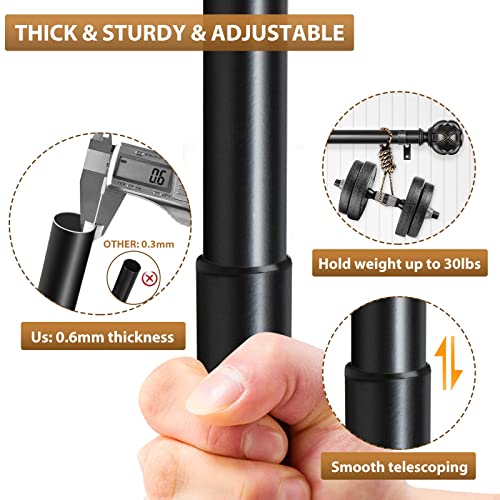KAMANINA Double Curtain Rod 32 to 58 Inch, Adjustable Drapery Rods, Black - color: Black, size: 32-58"