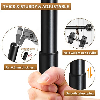 KAMANINA Double Curtain Rod 32 to 58 Inch, Adjustable Drapery Rods, Black - color: Black, size: 32-58"