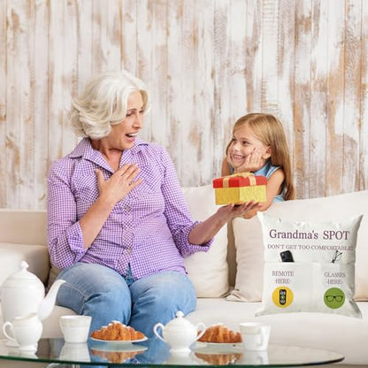 ONFAON Grandma Gifts, Grandma's Spot Throw Pillow Covers 18x18 Inch,Birthday Christmas Thanksgiving Day Gifts for Grandma Mom,2-Pocket - color: Grandma 2-pocket