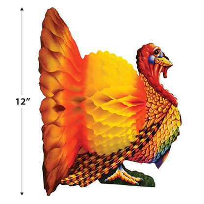 Beistle Tissue Turkey Centerpiece Thanksgiving Table Decor 1 Pack 12 Inch