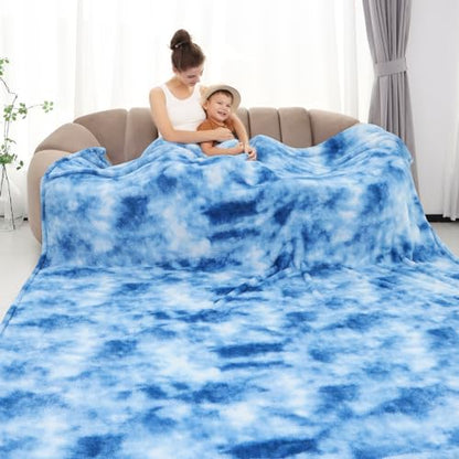 obinsm Blue Fleece Throw Blanket King Size, Fuzzy Big Blankets for Bed - color: Blue Tie Dye Blanket, size: Size 90" x 108"(228 x 274 cm)