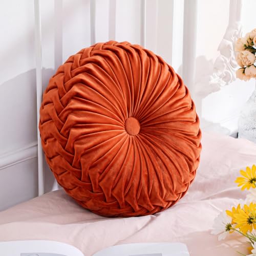 Drydiet 1 Pcs Round Throw Velvet Pillow (Rust, 15'') - color: Rust, size: 15''