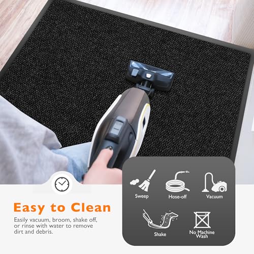 koloko 2ft x 20ft Durable Dirt Trapper Front Door Mat Outside Entrance - color: Black Pebble, size: 2 FT x 20 FT