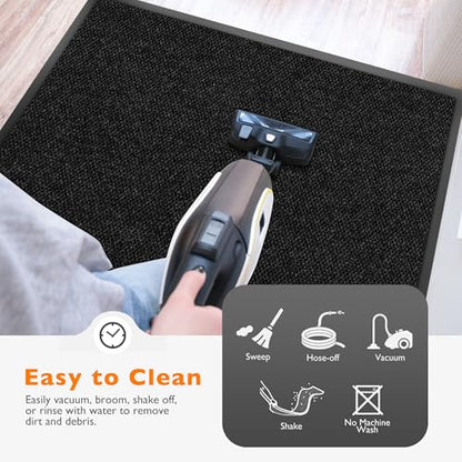 koloko 2ft x 20ft Durable Dirt Trapper Front Door Mat Outside Entrance - color: Black Pebble, size: 2 FT x 20 FT