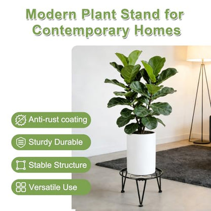 Vigordream Metal Plant Stand Indoor Outdoor Planter Holder (Black, 8 Inch) - size: 8 Inch