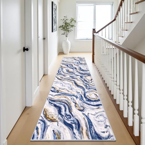 Yamaziot 2x8 Washable Modern Abstract Runner Rug Non-Slip for Hallways - color: Blue, size: 2x8ft