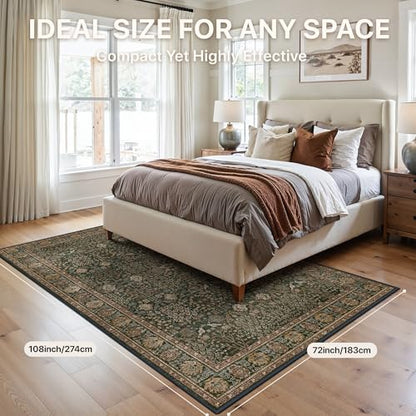 Bavni 6x9 Washable Area Rug for Living Room, Non Slip, Dark Green Brown - color: Dark Green Brown, size: 6' x 9' (Rectangular)