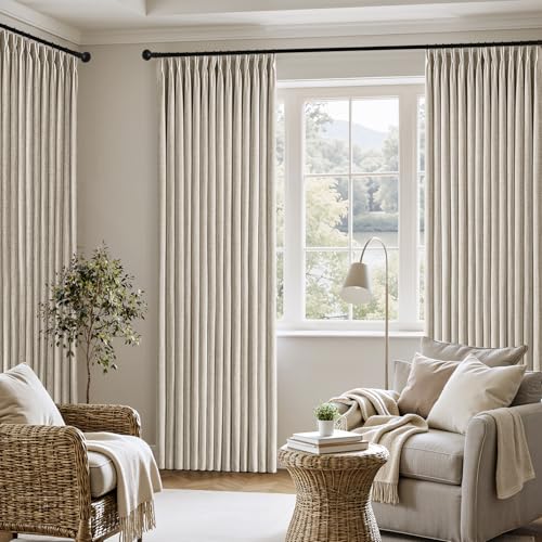 MIULEE Pinch Pleated Linen Curtains 40x90 Inch Burlywood Birch 4 Panels Set - color: Burlywood Birch, size: 40"W x 90"L (Pack of 4)