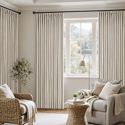 MIULEE Pinch Pleated Linen Curtains 40x96 Inch Burlywood Birch 4 Panels Set - color: Burlywood Birch, size: 40"W x 96"L (Pack of 4)