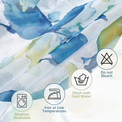 Farmhouse Sheer Curtains 96 Inch Length for Living Room 2 Panels - color: Leaf | Blue, size: 50"W x 96"L (Pack of 2)