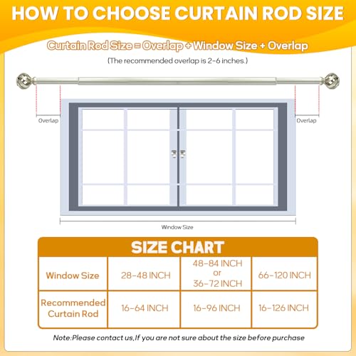 Ycolnaefllr Nickel Twisted Cage Curtain Rod, Heavy Duty Adjustable 48-84" - color: Brushed Nickel, size: 16-96"
