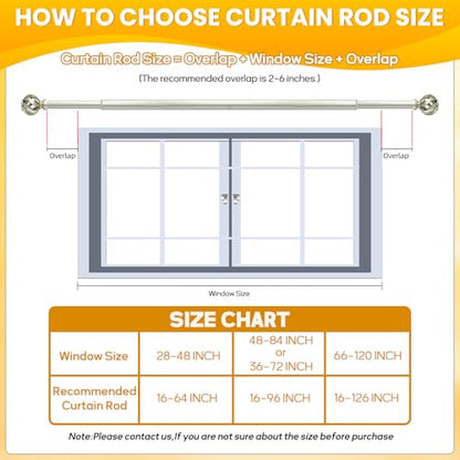 Ycolnaefllr Nickel Twisted Cage Curtain Rod, Heavy Duty Adjustable 66-120" - color: Brushed Nickel, size: 16-126"