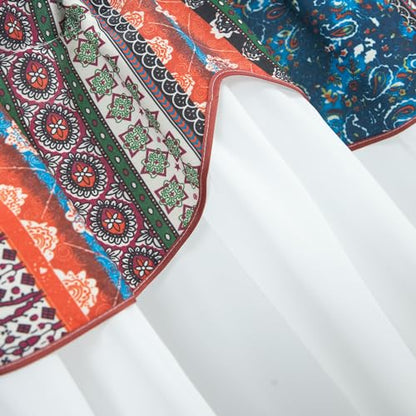 VOGOL Boho Layered Stripe Print Valance, 52 x 18, 1 Panel, Multi-Color - color: C4, size: 52"W x 18"L (Pack of 1)