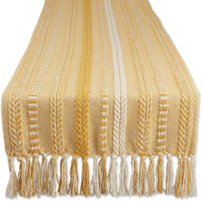 DII Farmhouse Braided Stripe Table Runner Collection, 15x72 (15x77, Fringe Included), Honey Gold (Pack of 12) - size: 15x72" (15x77", Fringe Included) (Pack of 12)