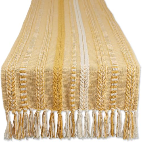 DII Farmhouse Braided Stripe Table Runner Collection, 15x72 (15x77, Fringe Included), Honey Gold (Pack of 12) - size: 15x72" (15x77", Fringe Included) (Pack of 12)