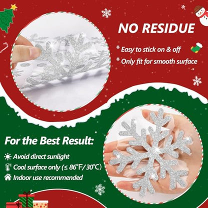 LUDILO 240Pcs Christmas Window Clings Glitter Snowflakes Window Decals - color: Glitter