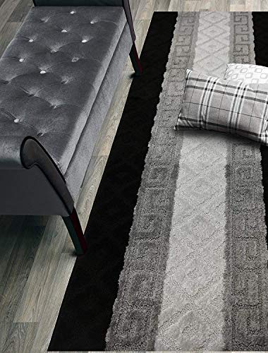 Custom Size Hallway Runner Rug, Slip Resistant, 26 Inch Wide X Your Choice of Length, Meander Black, 26 Inch X 3 Feet, Doormat Size - color: Black Meander, size: 2'2" x 3' (Rectangular)