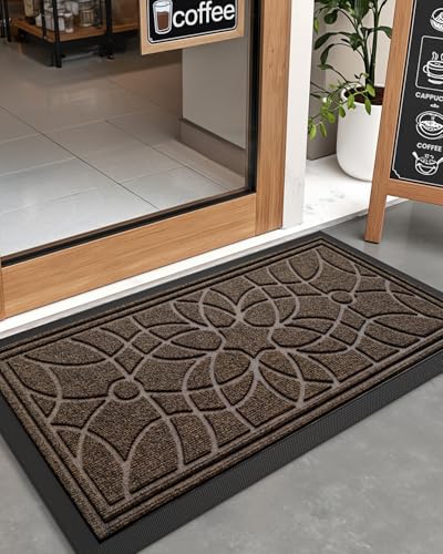 DEXI Front Door Mat Outside Entrance 24x47, Heavy Duty Non Slip, Brown - color: Brown, size: 24" X 47" (Rectangular)