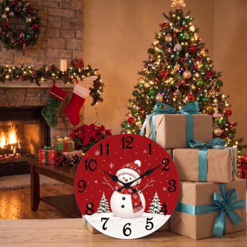 ArtSocket Round Wall Clock Silent Non-Ticking 12", Christmas Rustic - color: Rustic Christmas 01
