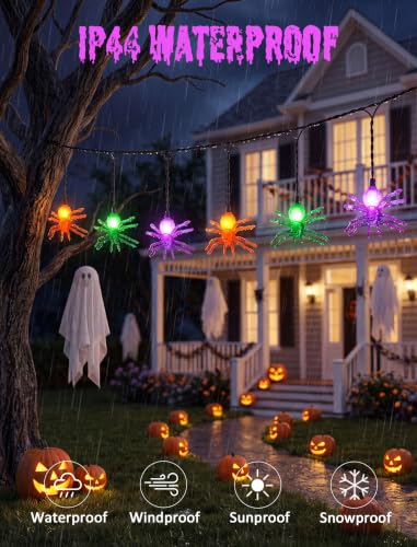 8.5Ft Halloween String Lights Plug in, 10 LED Spider Lights - color: Spider String Lights