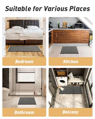 Upgraded Waffle Bath Mat Ultra Absorbent Non Slip Bathroom Mat, 18" x 30" - color: Black & Cream, size: 18" x 30"