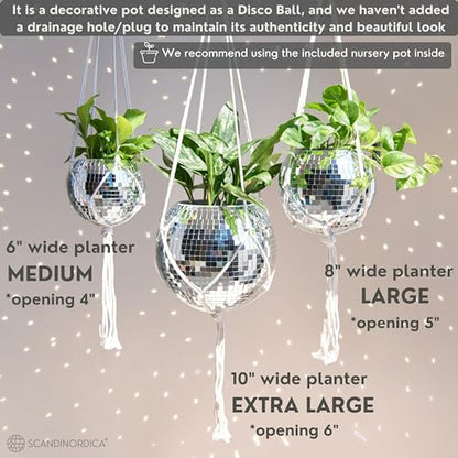 SCANDINORDICA Disco Ball Planter, Value Package, 10-inch Silver - size: 10" Silver