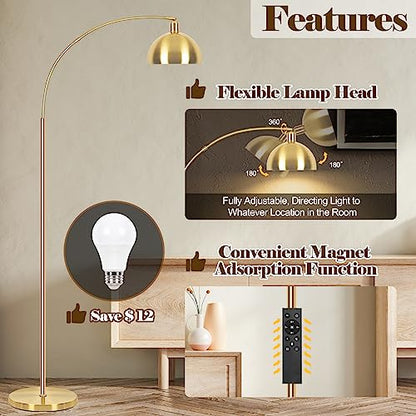 VenzBlomia Upgraded Arc Floor Lamps for Living Room, Gold, Dimmable - color: Gold