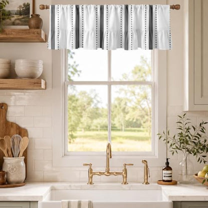 Emvency Valances for Windows, Line Ruffle Hem 2 Pack 52x18 Inch Geometric - color: Grey
