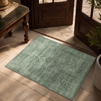 2x3 Washable Boho Entryway Area Rug Teal Non-Slip Front Door Mat - color: Teal, size: 2' x 3' (Rectangular)