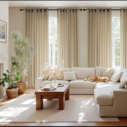 NICETOWN Semi Sheer Curtains 84 Inch Length 2 Panels for Living Room - color: Khaki, size: 52"W x 84"L (Pack of 2)