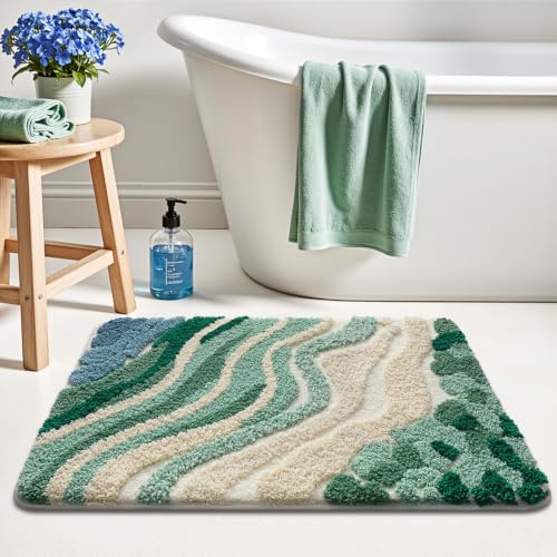 LUMI Beach Bathroom Rug 24x43, Soft Absorbent Bath Mat, Non Slip - color: Beach Aqua Green, size: 24"x43"