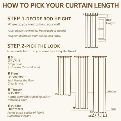 jinchan Linen Curtains 90 inch Taupe Floral Farmhouse Rod Pocket 2 Panels - color: Amlie Taupe, size: 50"W x 90"L (Pack of 2)
