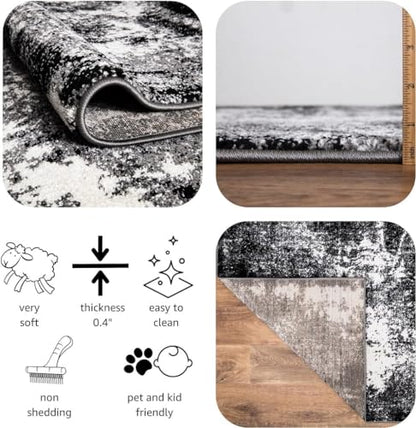 Keen Home Design Abstract Non-Shedding Runner Rug, Soft Thick Pile, 2x8 - color: Abstract Black, size: 2'8" x 7'7" (Runner)