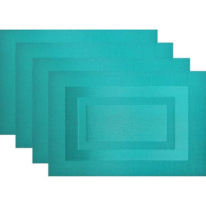 PIGCHCY Placemats Washable Vinyl Woven Table Mats,Elegant Durable Placemats for Dining Table Set of 4 (18 x 12 inches, Turquoise Blue) - color: Box: Turquoise Blue, size: 4 Placemats