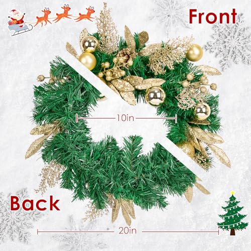 Christmas Wreaths for Front Door Decor Flower, 22" Winter Golden - color: Wreaths 9