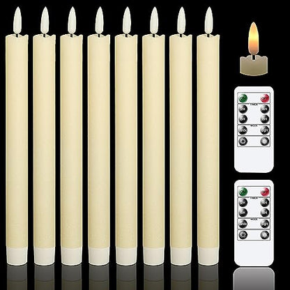 GenSwin Flameless Taper Candles LED Battery Operated Remote Timer Ivory - color: 8-Ivory