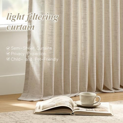 AUSSPVOCT 84 Inch Curtains Pinch Pleated Linen-Like Drapes 2 Panel Set - color: Burlywood Birch, size: 40"W x 84"L (Pack of 2)