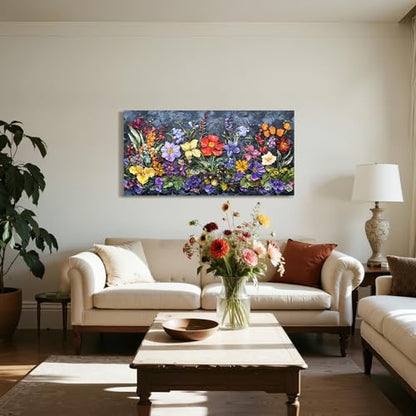 crmotu Flower Large Wall Art, Botanical Watercolor Canvas Prints 20"x40" - color: Purple and Gold, size: 40"L x 20"W