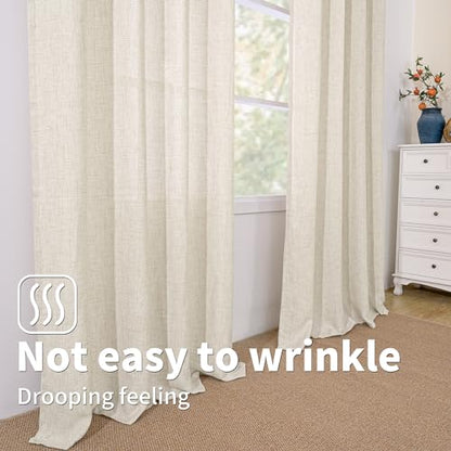 BGment Natural Faux Linen Curtains 63 Inch Length 2 Panels for Bedroom - color: B - Linen Linen, size: 52"W x 63"L (Pack of 2)