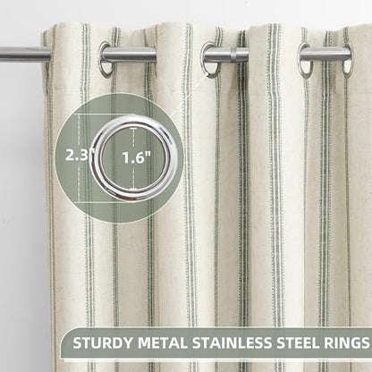 DriftAway Farmhouse Stripe Blackout Curtains, Grommet, W52xL72, Loden Green - color: G Loden Green Stripe, size: 52"W x 72"L (Pack of 2)