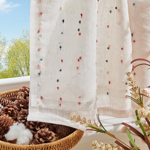 jinchan Kitchen Valance Curtain Double Layers, 50x16, 1 Panel, Blush Meadow - color: Double | Dottie Blush Meadow, size: 50"W x 16"L (Pack of 1)
