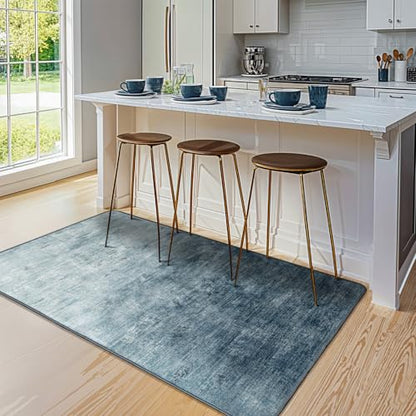3x5 Washable Area Rug, Blue Solid Area Rugs for Living Room & Bedroom - color: Blue, size: 3' x 5' (Rectangular)