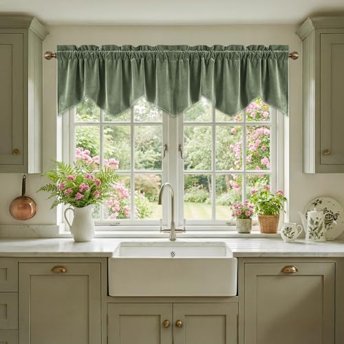 StangH Sage Green Valance for Windows 52x18 Inch, 1 Panel - color: Sage Green, size: 52"W x 18"L (Pack of 1)