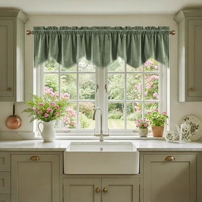 StangH Sage Green Valance for Windows 52x18 Inch, 1 Panel - color: Sage Green, size: 52"W x 18"L (Pack of 1)