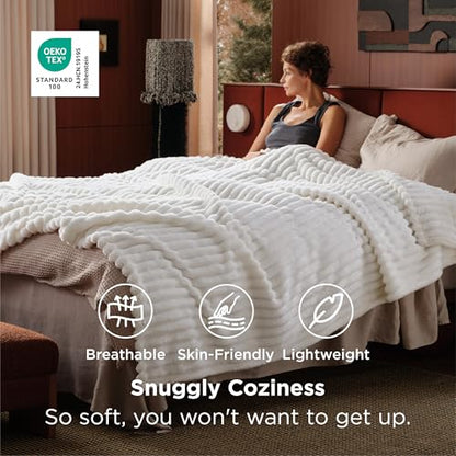 Bedsure Soft Cozy Full Size Fleece Blankets for Bed Off White 84"x90" - color: Off White, size: Full