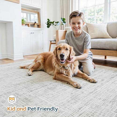 4x6 Washable Area Rug for Living Room Bedroom: Non-Slip Modern White Gray - color: White Gray, size: 4' x 6' (Rectangular)